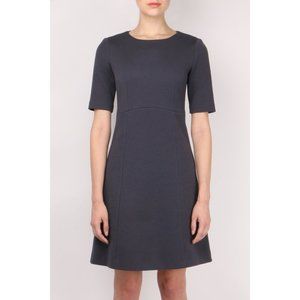 Peserico Steel Blue Short Sleeve A Line Dress size Small